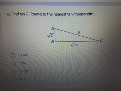 Find sin C. Round to the nearest ten thousandth