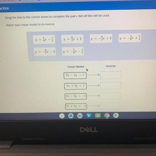 Drag the tiles to the correct boxes to complete the pairs. Not all tiles will be used.

y =
Linear