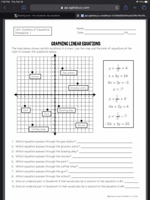 (WILL MARK BRAINLIEST) 16 POINTS!

GRAPHING LINEAR EQUATIONS. (picture below) 
the map below shows