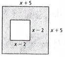 Find the area of the shaded region. Write your answer in factored form.