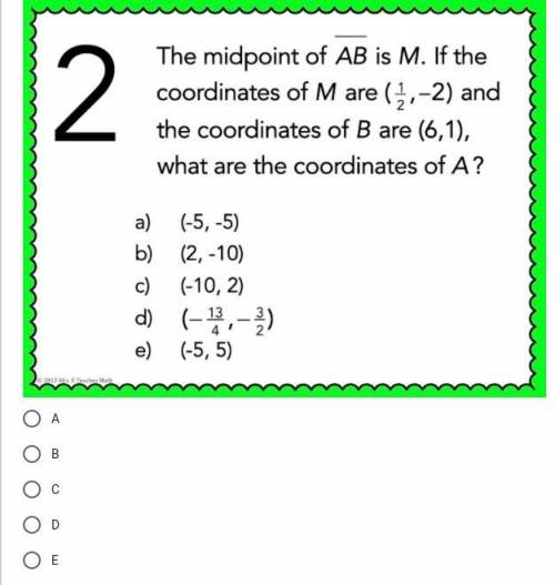 Midpoint and Distance with image answer choice attached.