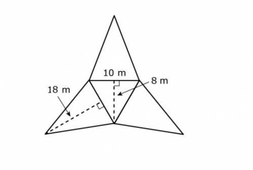 Find the area of this triangular pyramid. The base is an equilateral triangle with side lengths of