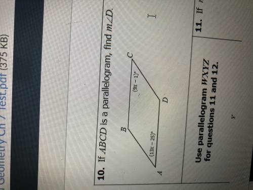 If ABCD is a parallelogram, find mD