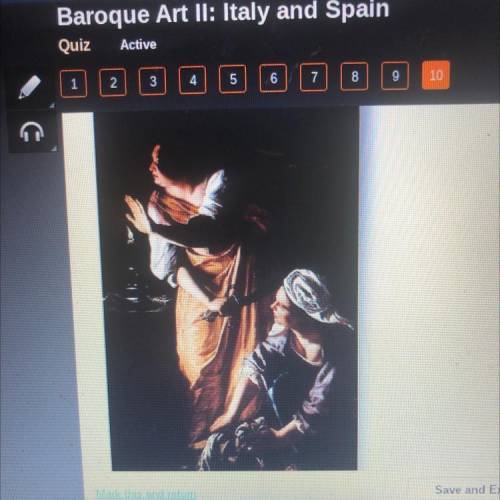 Who is the artist of the piece above?

A- Bernini 
B- artemisia Gentileschi
C- Caravaggio 
D- Giov