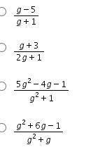 Subtract:
)3g-1/g. - 2g-4/g+1