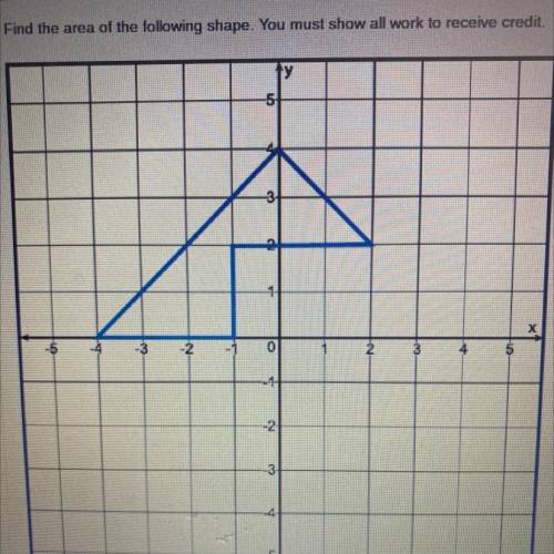 Find the area of the shape you must show all work to receive credit