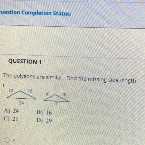 The polygons are similar. find the missing side length