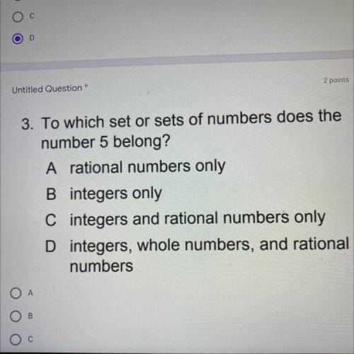 To which set or sets of numbers does the number five belong￼
