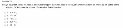 Evelyn bought 60 tickets for rides at an amusement park. Each ride costs 3 tickets, and Evelyn has