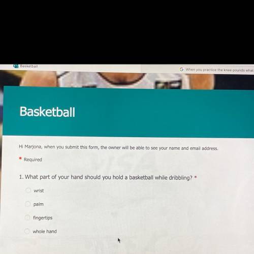 1. What part of your hand should you hold a basketball while dribbling?