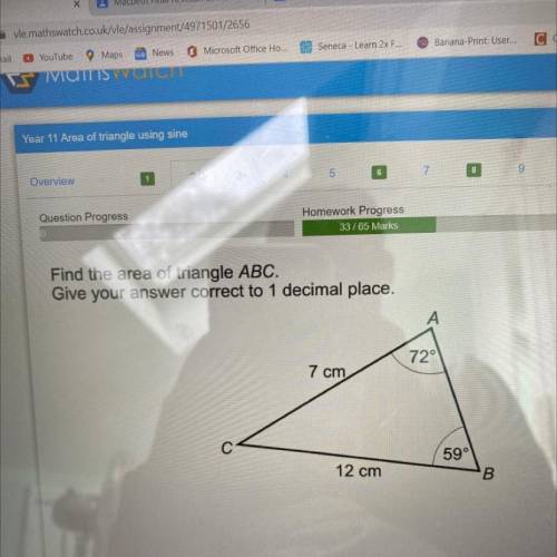 Find area of triangle ABC