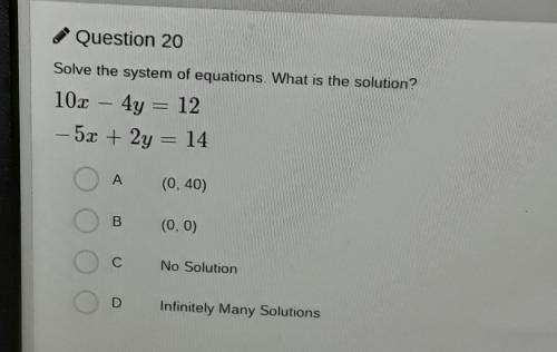 Solve the system of equations. What it the solution?​