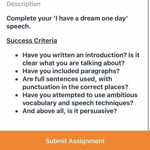 Write a ' I have a dream one day' speech about any topic