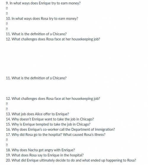 Can someone answer these questions is from the movie of El NORTE
