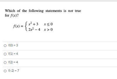 Which of the following statements is not true for f(x)? check image attached