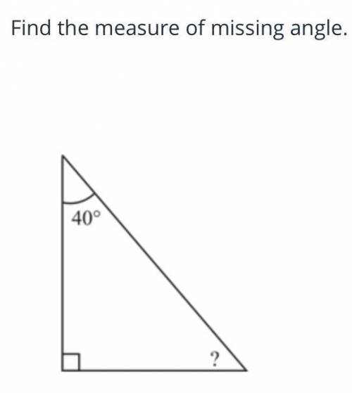 Find the measure of missing angle.