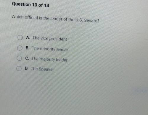 Which official leader of the u.s senate​