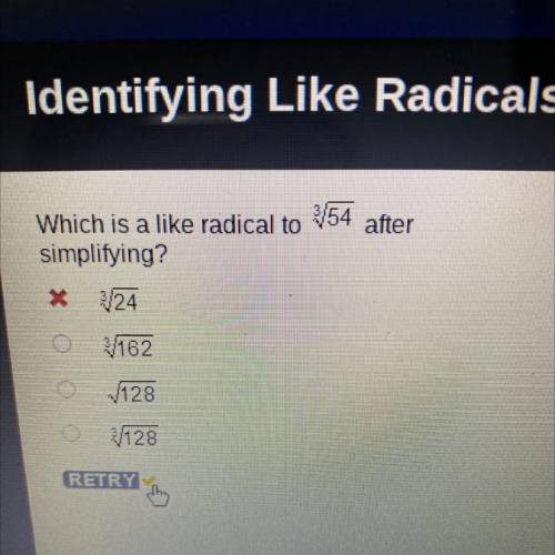 Which is a like radical to

 
354
simplifying?
after
X
324
o
162
128
03/128