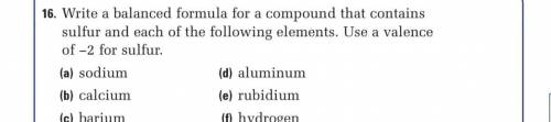 Write a balanced formula for a compound that contains sulfur and each of the following elements. Us