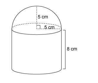 The figure is made up of hemisphere and a cylinder.

what is the exact volume of the figure?
box [