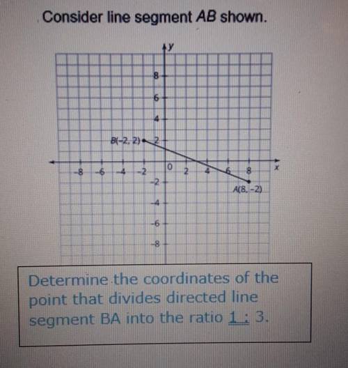 What are the coordinates of the point that divides directed line segment BA into the ratio 1:3​