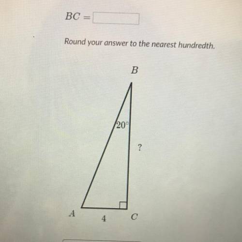 BC =
Round your answer to the nearest hundredth.
B
200
?
А
4