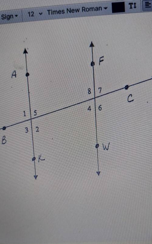 Name 2 pairs of alterate interior angles

Name 2 pairs of corresponding anglesName 2 pairs of adja