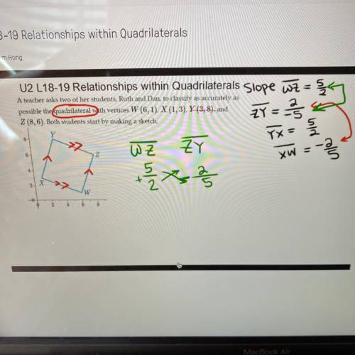 I NEED HELP ASAP!!

What can we conclude about segment WZ
and ZY, since their slopes are opposite