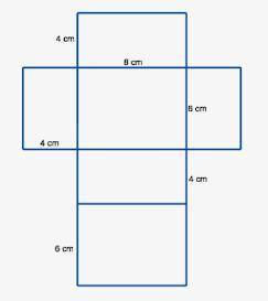 Given the net below calculate the surface area. The sides measure 6 by 4, the top and bottom measur