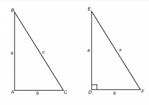 Use the figures to complete the statements proving the converse of the Pythagorean theorem.

Drag