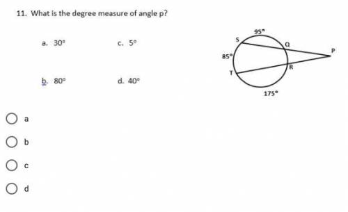 What is the degree of Angle P?