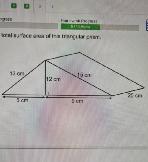 PLEASE HELP URGENTLY

Find the total surface area of this triangular prism.13 cm15 cm12 cm20 cm5 c