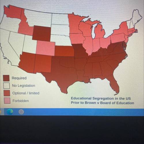 Based on the information in the map, what conclusion can you draw about segregated schools in Ameri