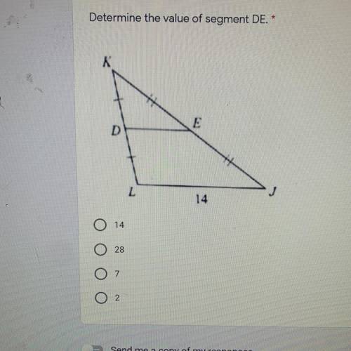 Determine the value of segment of DE