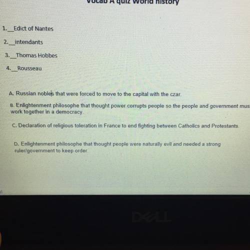 Vocab quiz world history
Answer and tell me why