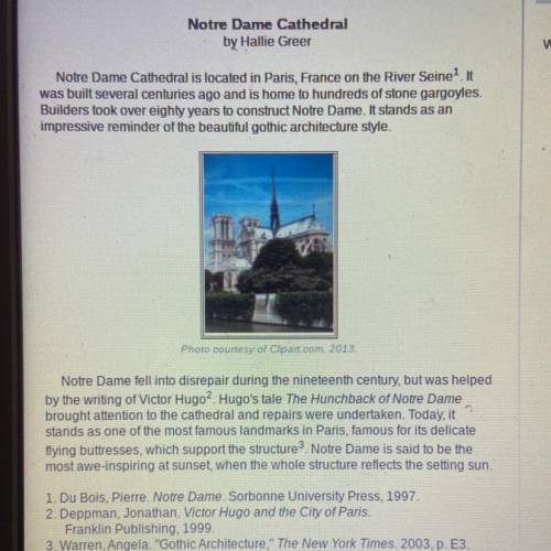 Which source did the author of this report use for information about Notre Dame's flying buttresses