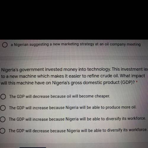 Nigeria's government invested money into technology. This investment led

to a new machine which m