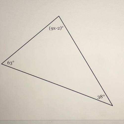 The measures of the angles of a triangle are shown in the figure below. Solve

for x.
pls help