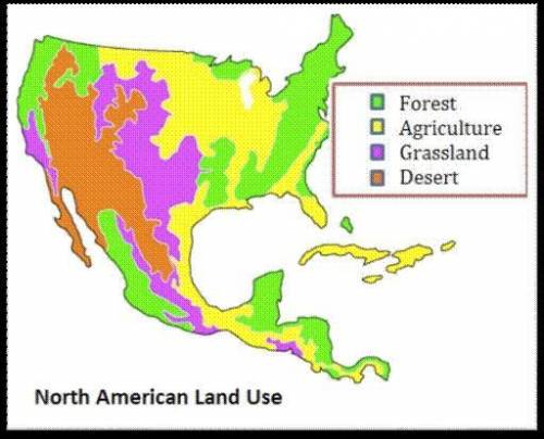 The map shows the area in North America devoted to agriculture. Based on this map, in which area wo