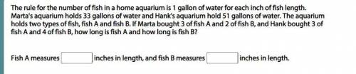 The rule for the number of fish in a home aquarium is 1 gallon of water for each inch of fish lengt