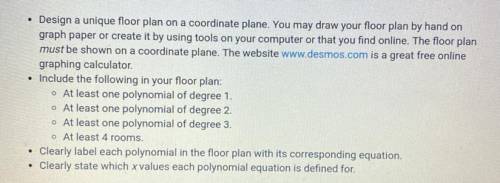Design a unique floor plan on a coordinate plane. all of the directions are in the picture.