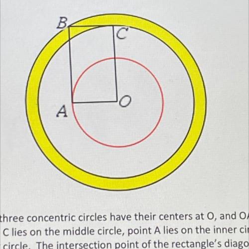 Pythagoras

1. If the radius of the smallest circle is 3, find its area.
2. Find the area of the y