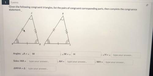 List the pairs of congruent corresponding parts