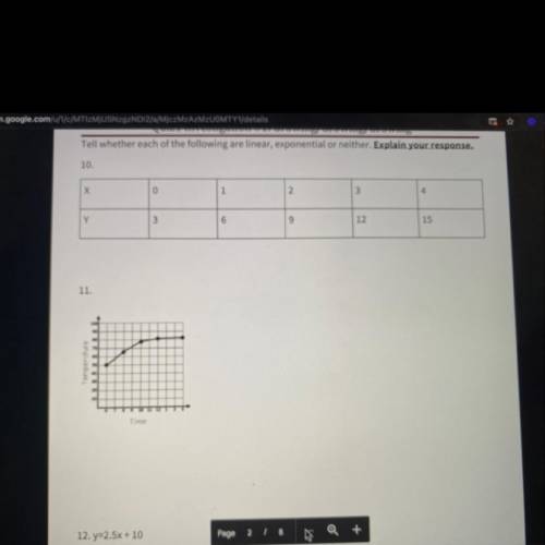 Tell weather each of the following are linear, exponential or neither