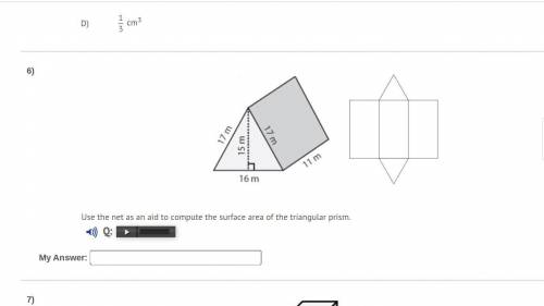 Use the net as an aid to compute the surface area of the triangular prism.