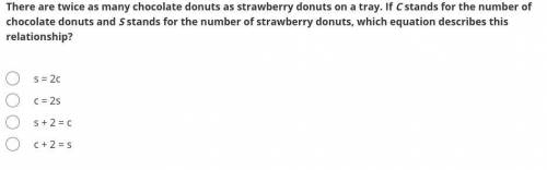 There are twice as many chocolate donuts as strawberry donuts on a tray. If C stands for the number