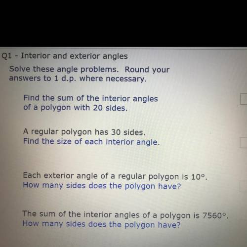 Solve these angle problems round your answer to one decimal place where necessary. See image...