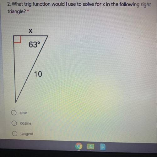 What trig function would I use to solve for x?