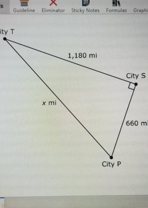 the diagram shows the distance between city P and city S and city T. which measurement is closest t