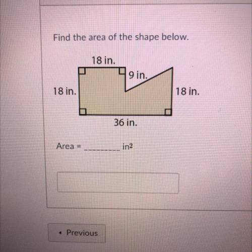 Find the area of the shape below